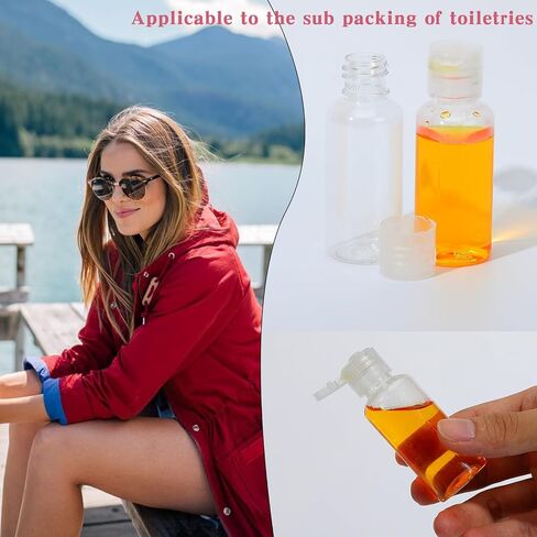 100 Pcs 1 OZ Travel Bottles with Flip Cap - 30 ml Clear Plastic Travel Size Containers, Portable Leak Proof Squeeze Bottles Refillable Empty Cosmetic Containers for Liquid Shampoo Lotion, Clear in Saudi Arabia