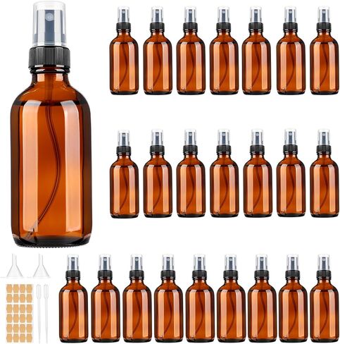 Vitreaux 24 Pack 4 oz Amber Glass Spray Bottles Small,Empty Refillable Brown Glass Spray Bottle for Essential Oils,Fine Mist Bottles for Face,Hair,Travel,Perfumes,Plants,Cleaning Solutions in Saudi Arabia