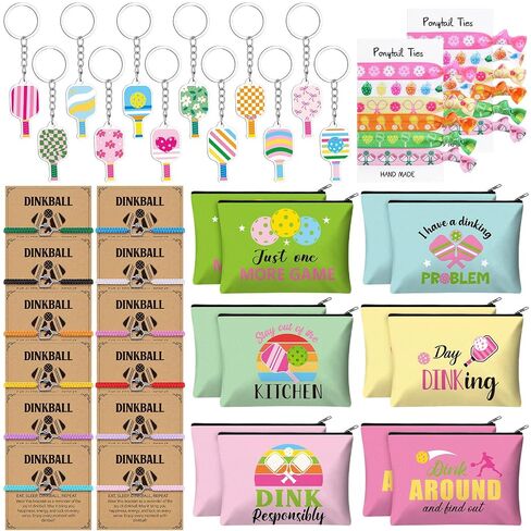 Shinylin 60 Pcs Lacrosse Gifts for Team Party Favors Include Sports Makeup Bag Keychain Bracelet Hair Elastic Lacrosse Accessories for Women Players Coaches Sports Lovers in Kuwait