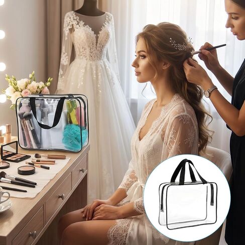 MAQUITA 12 Pack Large Clear Toiletry Cosmetic Makeup Bag with Zipper and Handle, 4 x 9 x 12 Inches PVC Toiletry Travel Bag Waterproof Cosmetic Tote Pouch Transparent Storage Organizer for Women Men in Saudi Arabia