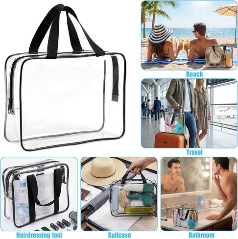 MAQUITA 12 Pack Large Clear Toiletry Cosmetic Makeup Bag with Zipper and Handle, 4 x 9 x 12 Inches PVC Toiletry Travel Bag Waterproof Cosmetic Tote Pouch Transparent Storage Organizer for Women Men in Saudi Arabia