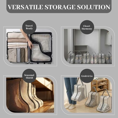 6Pack Portable Boots Bag for Cowboy Boots Short Boot Storage Bags, Waterproof Cowboy Boot Travel Bag, Clear Boot Storage Bags for Dustproof, Suitable for Home Storage and Outdoor Travel Enthusiasts in Saudi Arabia