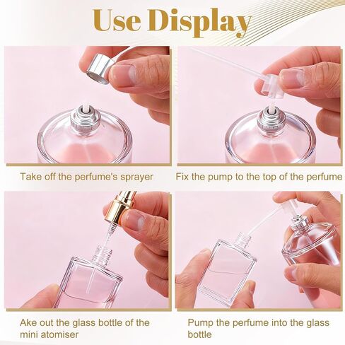 30 Pcs 12 ml Square Glass Perfume Bottles, Refillable Empty Spray Atomizer, Travel Size, Gold Cap, Transparent Body, Bulk Set in Saudi Arabia