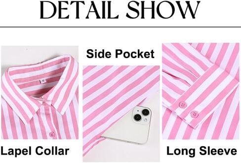 Choichic Shirt Dresses for Women Cotton Button Down Oversized Striped Maxi Dress Cover Up with Pockets in Saudi Arabia