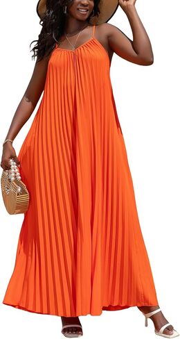 KINIKO Women's Summer Spaghetti Strap A-Line Dress – Casual Sleeveless Swing Style with Adjustable Straps & Pockets in Saudi Arabia