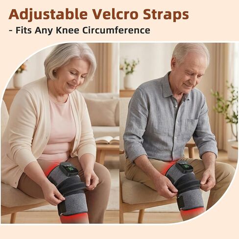 Red Light Therapy Knee Massager with Heat & Vibration | 660nm & 850nm Infrared Light, 5000mAh Rechargeable Cordless, For Shoulder, Elbow, Leg, Heated Knee Brace in Saudi Arabia
