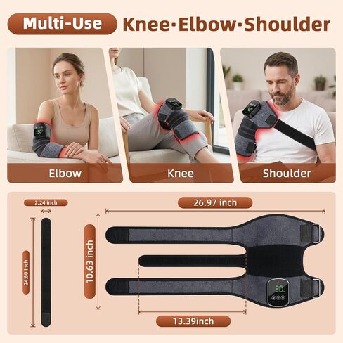 Red Light Therapy Knee Massager with Heat & Vibration | 660nm & 850nm Infrared Light, 5000mAh Rechargeable Cordless, For Shoulder, Elbow, Leg, Heated Knee Brace in Saudi Arabia