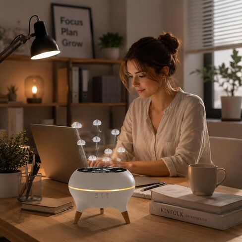 Jellyfish Essential Oil Diffuser, 250ml Aroma Diffuser Humidifier with Remote Control, 7-Color LED Lights, 4/8H Timer, Sound Activated Mist Ring Mode, Cool Mist Diffuser for Bedroom, Desk, Office in Saudi Arabia