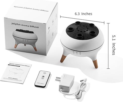 Jellyfish Essential Oil Diffuser, 250ml Aroma Diffuser Humidifier with Remote Control, 7-Color LED Lights, 4/8H Timer, Sound Activated Mist Ring Mode, Cool Mist Diffuser for Bedroom, Desk, Office in Saudi Arabia