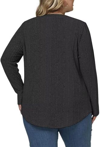 Womens Plus Size Tops Casual Crewneck Shirts Fall/Winter Lightweight Long Sleeve Sweatshirts in Saudi Arabia