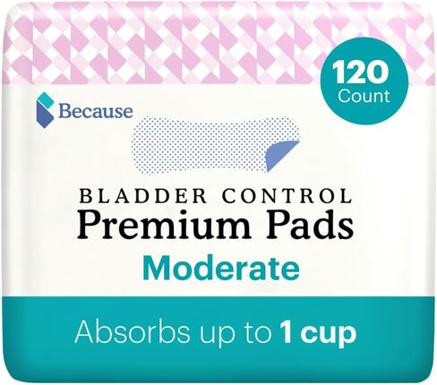 Because Premium Incontinence Pads for Women - Discreet, Individually Wrapped Liners - Moderate Absorbency, Ergonomic Design for Comfort, Leak Protection - 120 Count (6 Packs of 20) in Saudi Arabia