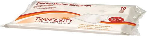 Tranquility ThinLiner Moisture Management Sheets Ultra-Thin Breathable Clothlike Skin Protection Liners, 8.5 oz Capacity, 6 x 14 in, 10 Ct Bag in Saudi Arabia