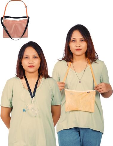Adjustable Mastectomy Recovery Drain Holder Drainage Shower Bag and Shower Lanyard Comfortable Post-Surgery Drainage Support and Secure Drain Management (Peach Fuzz+Black) in Saudi Arabia