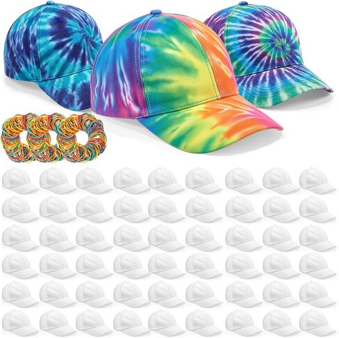 Syhood White Baseball Cap Blank Hat for Tie Dye Blank Sun Hat with Rubber Bands for Tie Dye Accessories Outdoor Activities in Saudi Arabia