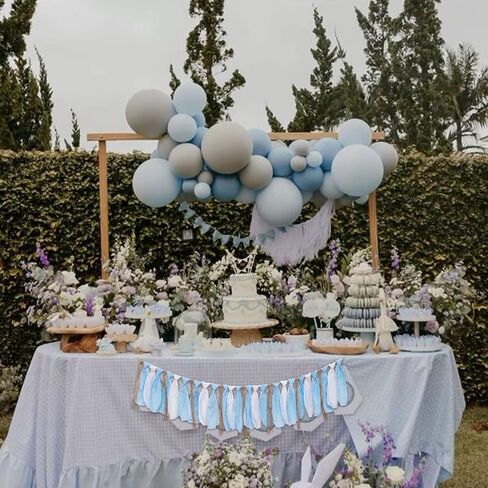 Blue White Gingham Fabric Banner Garland - Rustic Farmhouse Rag Tie Banner for Boy Baby Shower, Gender Reveal, 1st Birthday, Nursery Wall Decor. in Saudi Arabia