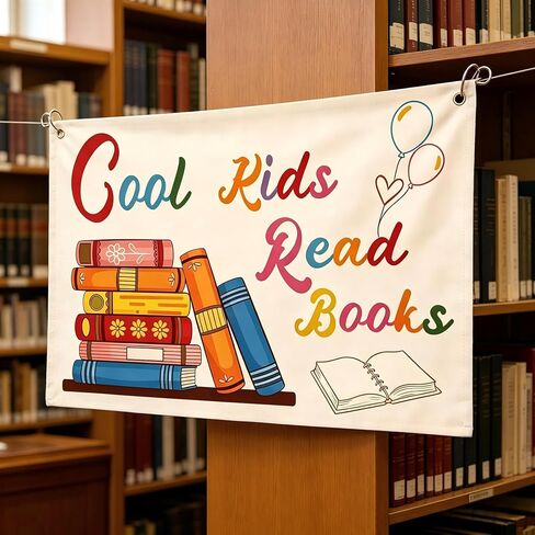 قراءة كتاب الكهف قماش راية الجدار شنقا الكتان راية للفصول الدراسية مكتبة المنزل ديكور كتب قماش العلم لغرفة نوم طفل صغير 29.9 × 19.7 بوصة in Kuwait
