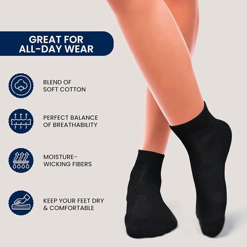 USA Women's Ankle Socks,Pack of 6, Color - 3 Black, 3 Navy Blue, Size - 4 to 7 in Saudi Arabia