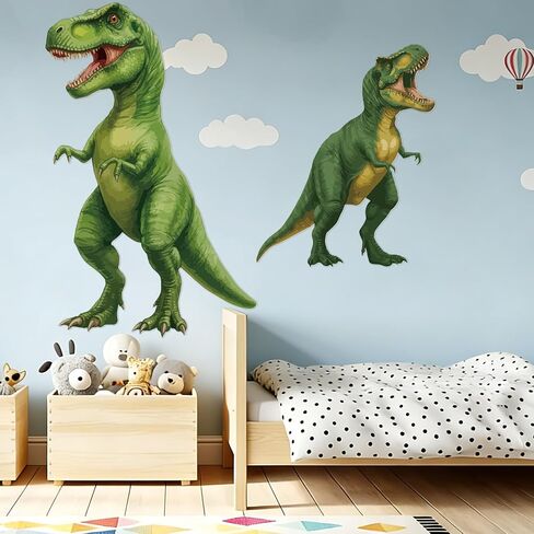 Zonon 2 Pcs 3D Large Dinosaur Wall Decals Decor 6/4 ft Dino Wall Stickers Peel and Stick Animals Art Wallpaper for Room Jungle Safari Dinosaur Birthday Party Decorations Supplies in Saudi Arabia