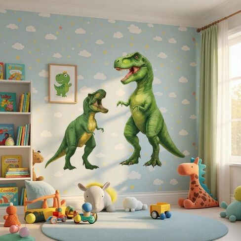 Zonon 2 Pcs 3D Large Dinosaur Wall Decals Decor 6/4 ft Dino Wall Stickers Peel and Stick Animals Art Wallpaper for Room Jungle Safari Dinosaur Birthday Party Decorations Supplies in Saudi Arabia