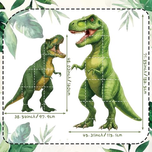 Zonon 2 Pcs 3D Large Dinosaur Wall Decals Decor 6/4 ft Dino Wall Stickers Peel and Stick Animals Art Wallpaper for Room Jungle Safari Dinosaur Birthday Party Decorations Supplies in Saudi Arabia