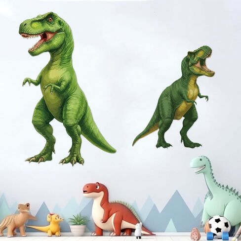 Zonon 2 Pcs 3D Large Dinosaur Wall Decals Decor 6/4 ft Dino Wall Stickers Peel and Stick Animals Art Wallpaper for Room Jungle Safari Dinosaur Birthday Party Decorations Supplies in Saudi Arabia