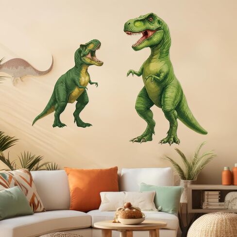 Zonon 2 Pcs 3D Large Dinosaur Wall Decals Decor 6/4 ft Dino Wall Stickers Peel and Stick Animals Art Wallpaper for Room Jungle Safari Dinosaur Birthday Party Decorations Supplies in Saudi Arabia