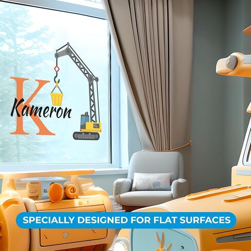Custom Toddler Construction Crane Wall Decal I Personalized Name Decals for Walls I Nursery Wall Decal for Toddler Room Decorations I Crane Baby Sticker for Bedroom W22 x18 H (Small) in Saudi Arabia