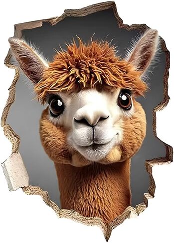 3D Alpaca Wall Decal 2-Pack, Cute Llama Design Waterproof Removable Vinyl Sticker for Wall, Car, Laptop & Bedroom Decor LB-0073 in Saudi Arabia