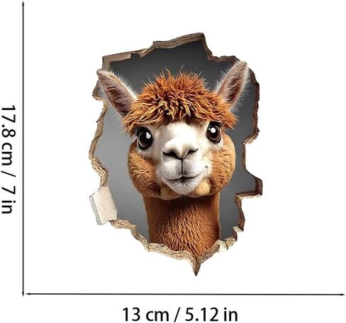 3D Alpaca Wall Decal 2-Pack, Cute Llama Design Waterproof Removable Vinyl Sticker for Wall, Car, Laptop & Bedroom Decor LB-0073 in Saudi Arabia