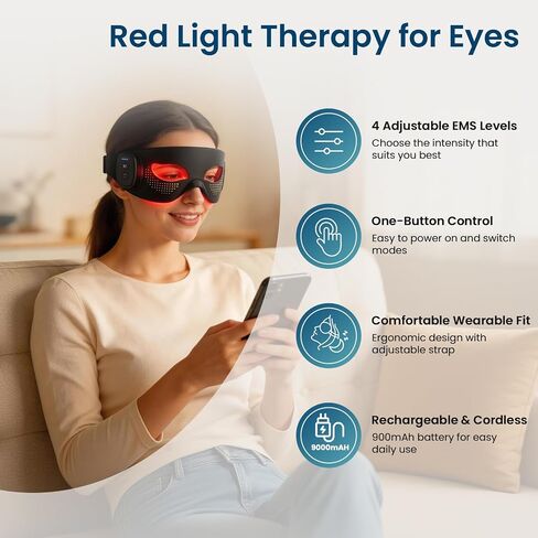 Red Light Therapy for Eyes, LED Light Therapy Eye Mask, 650nm Red Light & 850nm Infrared Red Light Therapy Device in Saudi Arabia
