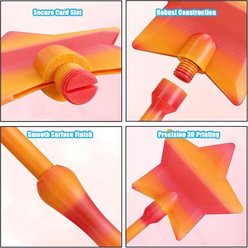 Credit Card Wand, Tap to Pay Wand, Magic Wand Credit Card Holder, Fairy Pay Wand - 3D Printed Contactless Payment Card Holder, Star Magic Fairy Wand for Easy NFC Checkout Debit & Credit Card Accessory (Pink-orange) in Saudi Arabia