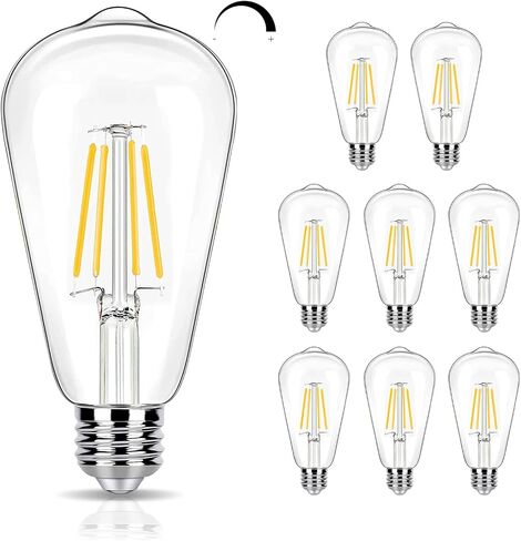 Dimmable LED Edison Bulbs 40 Watts Equivalent, 4 Watt LED Filament Bulb, 2200K Amber Light ST19 Light Bulb, 450LM E26 Vintage LED Bulbs for Light Fixtures 12 Pack in Kuwait