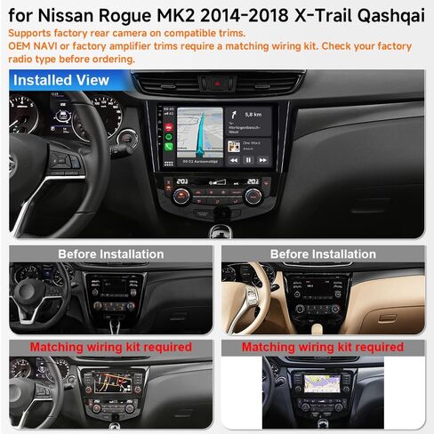 ASURE Android Car Stereo Radio لـ Nissan Rogue X-Trail Qashiqai 2014-2018،10.1 بوصة 4Core 2G+32G CARPLAY WIROID Android Auto Auto Auto Mavigation GPS GPS مع 1280 × 800 HD شاشة اللمس in Kuwait
