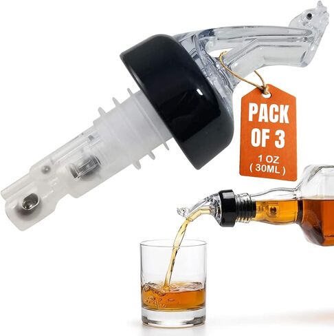 Measured Pourer - Liquor Bottle Pourers - Collared - (3pk) Made 100% In USA. Bar Spouts That Don't Leak - No Cracks. A Perfect Pour Everytime. Great For Wine! (Clear, 1oz (30ml) - 3 Pack) in Kuwait