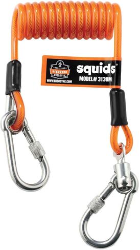 Ergodyne Squids 3130S Coiled Cable Tool Lanyard with Dual Stainless Steel Carabiners, 2 Pounds in Kuwait