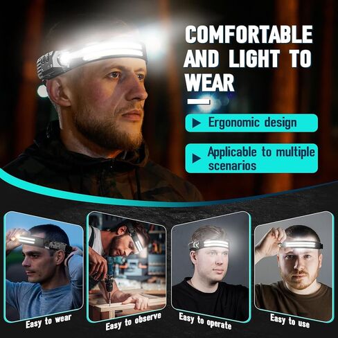 Rechargeable Headlamp 8 Pack, LED Headlight Flashlight Super Bright with 230° Wide Beam, Motion Sensor, 5 Modes Waterproof Head Lamp for Outdoor Hiking Running Camping in Kuwait