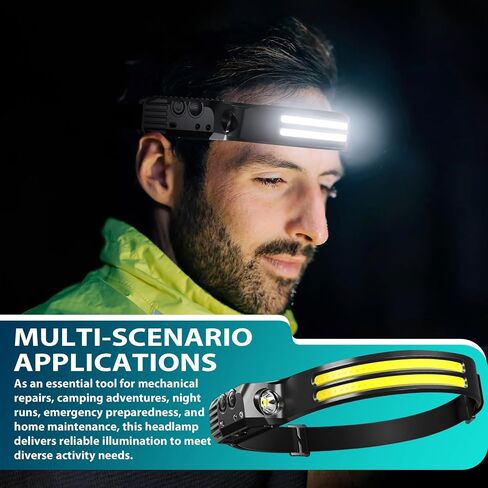 Rechargeable Headlamp 8 Pack, LED Headlight Flashlight Super Bright with 230° Wide Beam, Motion Sensor, 5 Modes Waterproof Head Lamp for Outdoor Hiking Running Camping in Kuwait