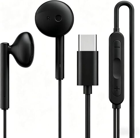 USB C Headphones for iPhone 16 15, Wired Headphones USBC for iPad Pro Air Mini, iPad 10th, MacBook, Type C Earbuds for Samsung, Google Pxiel, Earphones for Lenovo, Dell, Microphone, Volume Control in Kuwait