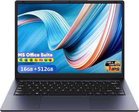 Ultra-Thin Laptop | 14.1" QHD Display | 16GB RAM | 512GB SSD | Intel Core m3-8100Y | Windows 11 Pro | Lightweight Notebook PC with BT5.0 Wi-Fi 5, USB A, Type-C, HDMI, Ideal for Business, Student in Kuwait