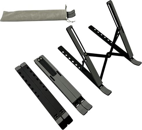 Portable Desktop Laptop Stand,Aluminum Alloy Portable Laptop Stand, 7 Level Adjustable, Foldable, Ergonomic, Suitable for Laptops up to 18 Inches, Black Metal Portable Laptop Stand in Kuwait