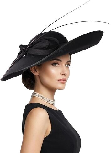 F FADVES Royal Ladies Sinamay Weddings Hats Fascinators Big Brim Kentucky Church Fedoras Hat in Kuwait