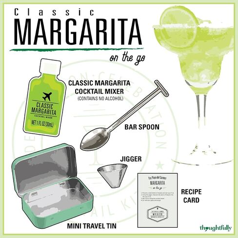 Thoughtfully Cocktails, Cocktail Kit Travel Tin Gift Set, Includes Cranberry Cosmo Cocktail Mixer, Jigger, Bar Spoon and Recipe Card (Contains NO Alcohol) in Kuwait