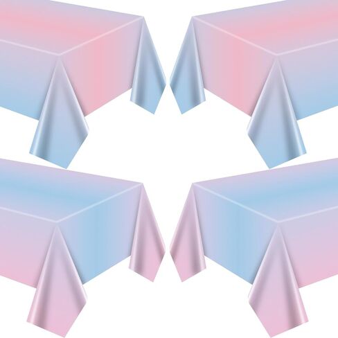 Gender Reveal Tablecloth - Disposable Plastic Pink and Blue Tablecloth Pastel Birthday Decorations for Boy or Girl Baby Shower Gender Reveal Table Decorations in Kuwait