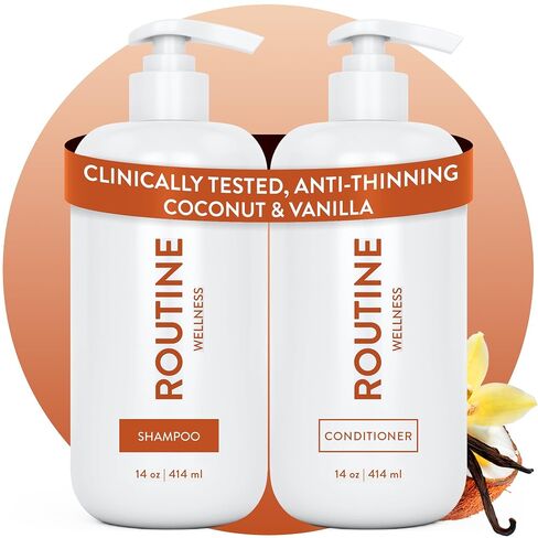 Routine Wellness Anti-Thinning Shampoo and Conditioner Set for Thinning Hair - Biotin DHT Blocker Women & Men - Color Safe Shampoo for Hair Loss & Healthier Growth - Rose Hips (Pack of 2) in Saudi Arabia