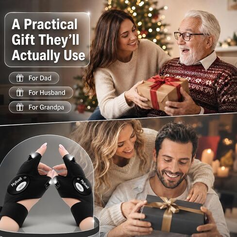 Mylivell Handsfree LED Flashlight Gloves, Fathers Day dad Gifts for Fishing dad, Camping Flashlight Gadgets for Men, Gloves with Lights for Working on Cars, Handy Mens Gifts, Mens Tools Gifts in Kuwait