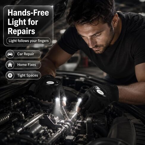 Mylivell Handsfree LED Flashlight Gloves, Fathers Day dad Gifts for Fishing dad, Camping Flashlight Gadgets for Men, Gloves with Lights for Working on Cars, Handy Mens Gifts, Mens Tools Gifts in Kuwait