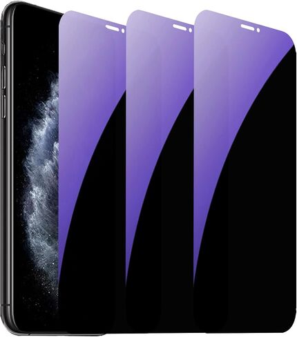 3 PCS Anti-Blue Privacy Tempered Glass for iPhone 16 Pro Max Anti-Spy Screen Protector Anti-Peeping Film 6.9 inch Blue in Saudi Arabia