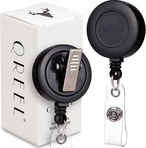2 Pack - Retractable ID Name Badge Holder Reels with Swivel Alligator Clip (Black) in Kuwait