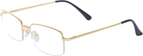 Half Frame Reading Glasses for Men Women Metal Rectangular Frame Spring Hinge + Glasses Strap in Kuwait