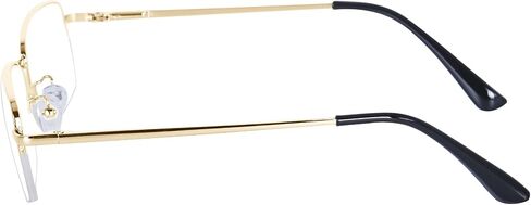 Half Frame Reading Glasses for Men Women Metal Rectangular Frame Spring Hinge + Glasses Strap in Kuwait